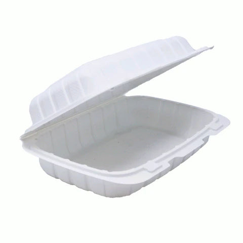 MINERAL FILLED HINGED BOX -  9"X6" ONE COMPARTMENT WHITE