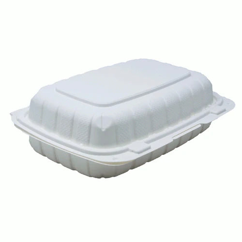 MINERAL FILLED HINGED BOX -  9"X6" ONE COMPARTMENT WHITE