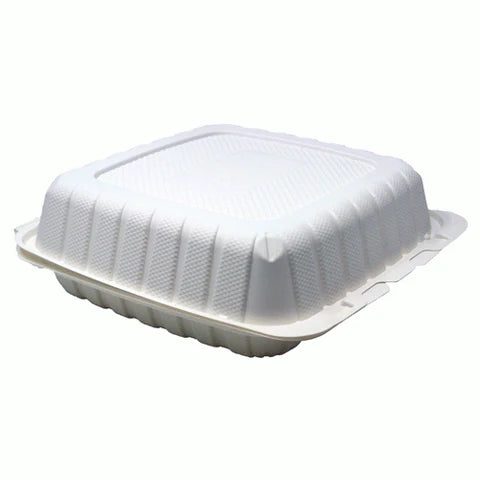 MINERAL FILLED HINGED BOX -  8X8"" ONE COMPARTMENT WHITE