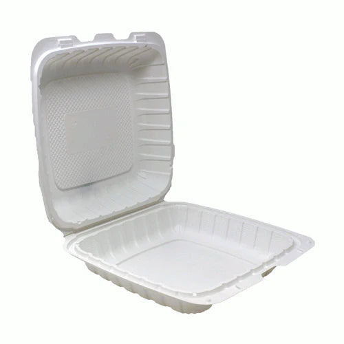 MINERAL FILLED HINGED BOX -  8X8"" ONE COMPARTMENT WHITE