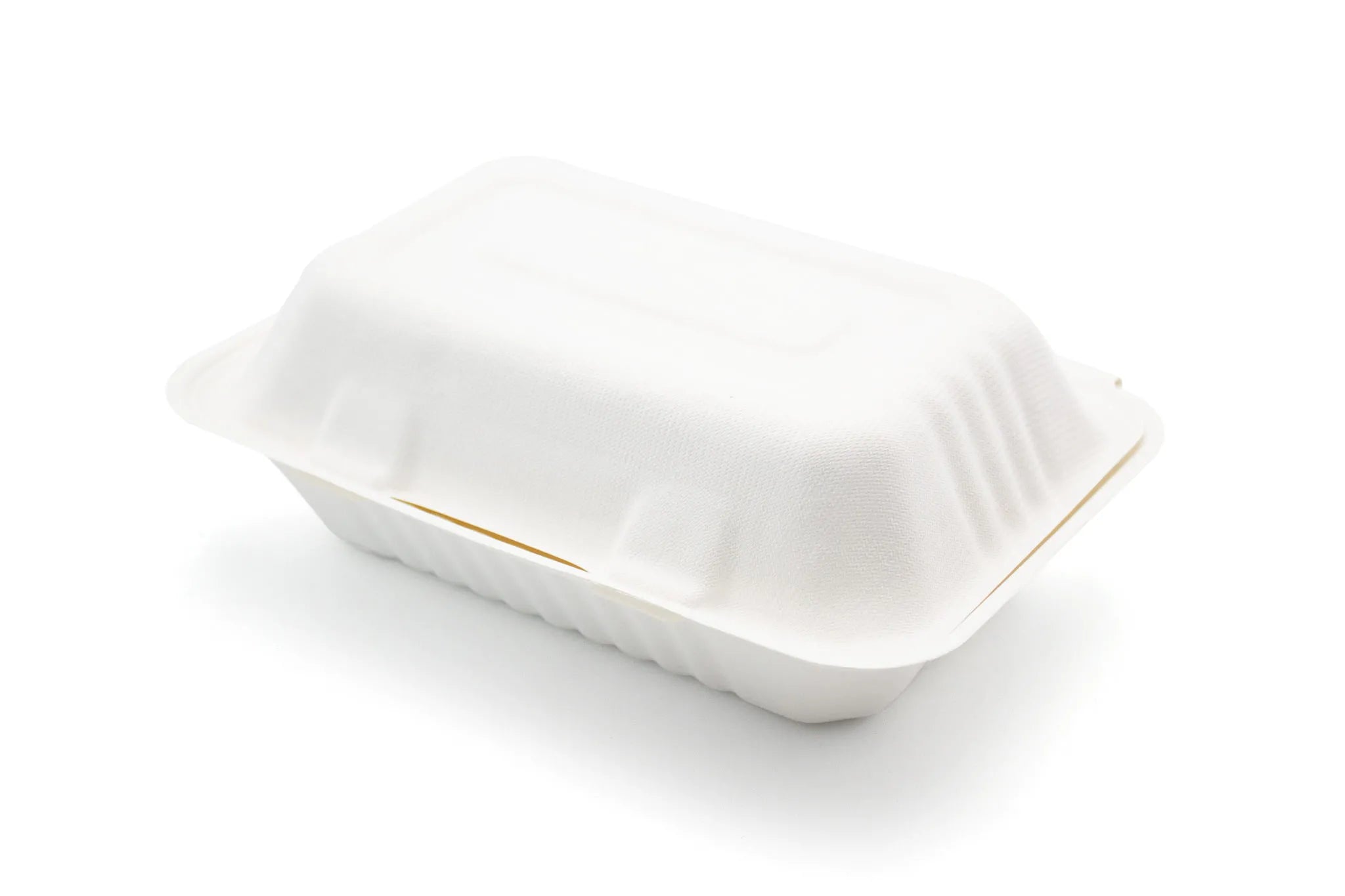 BAGASSE BURGER BOX - 9"X6" ONE COMPARTMENT WHITE