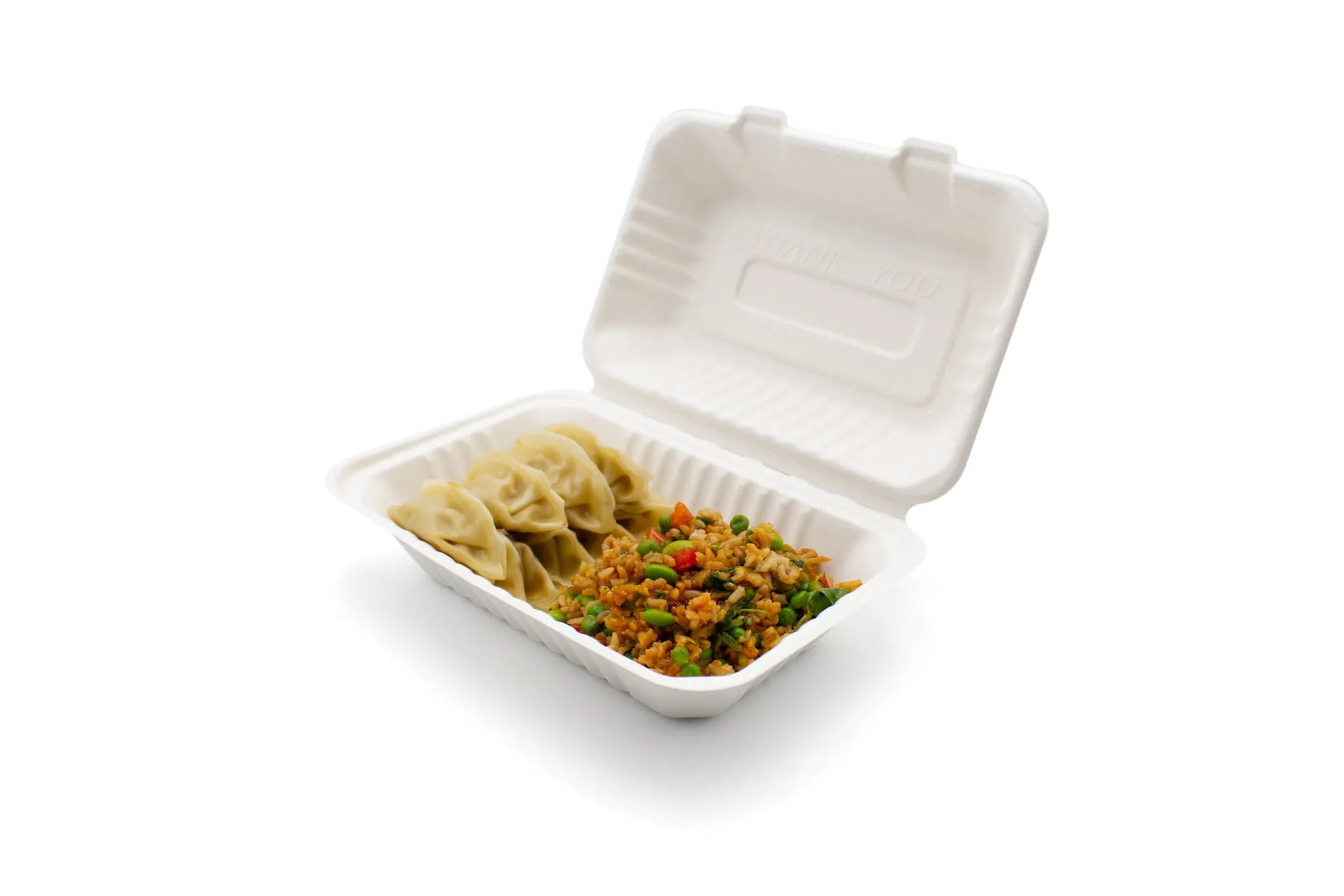 BAGASSE BURGER BOX - 9"X6" ONE COMPARTMENT WHITE