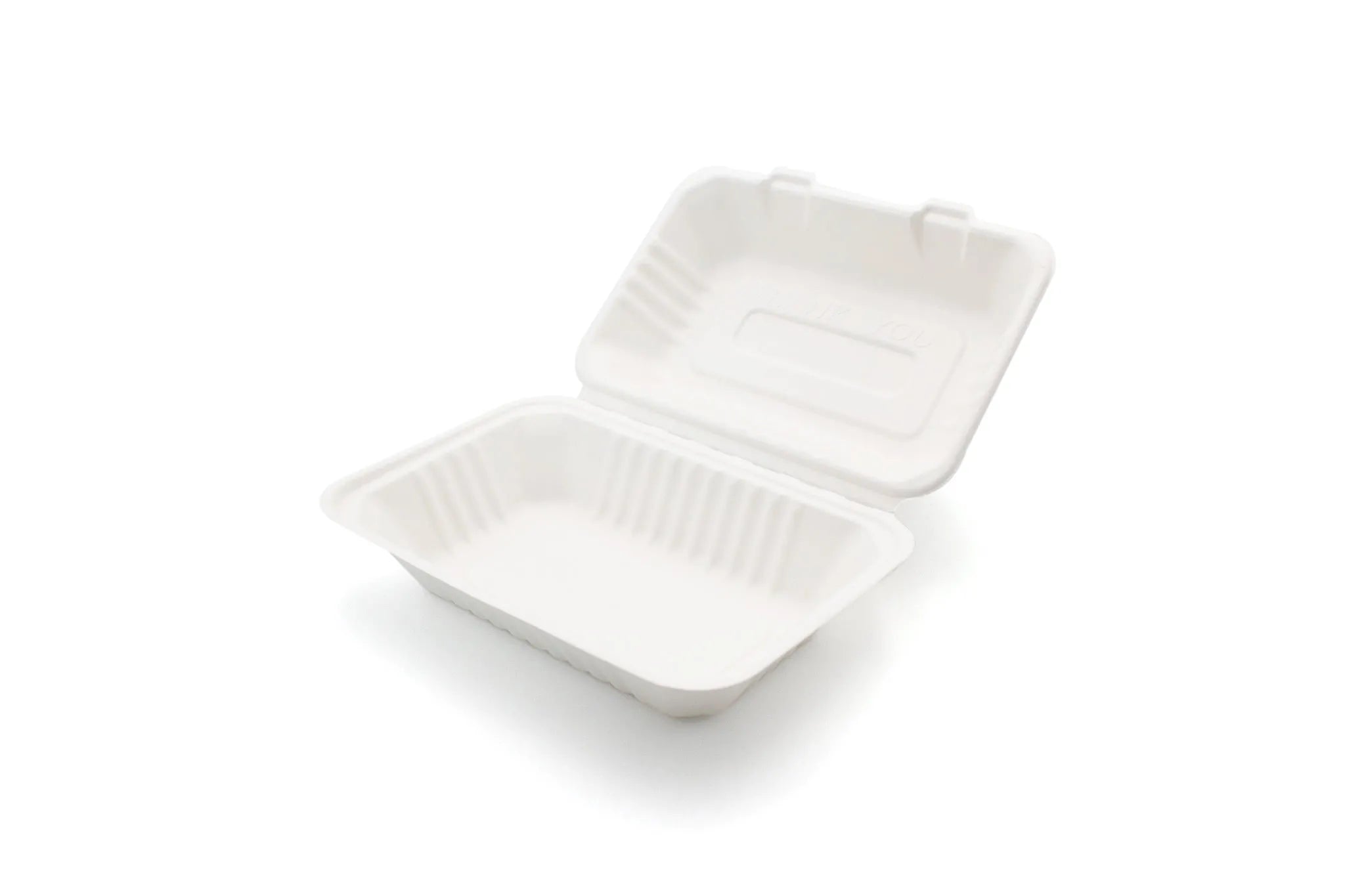 BAGASSE BURGER BOX - 9"X6" ONE COMPARTMENT WHITE