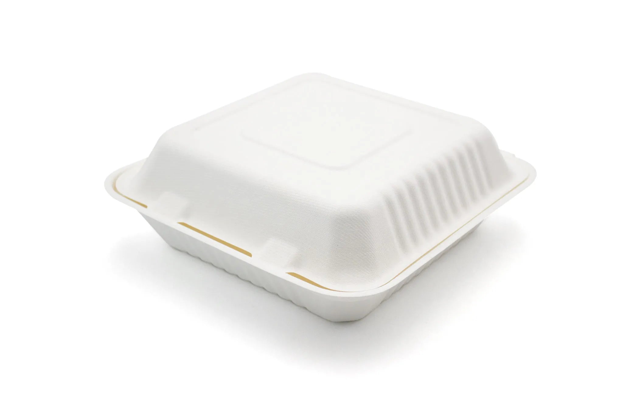 BAGASSE BURGER BOX - 9"X9" THREE COMPARTMENT WHITE