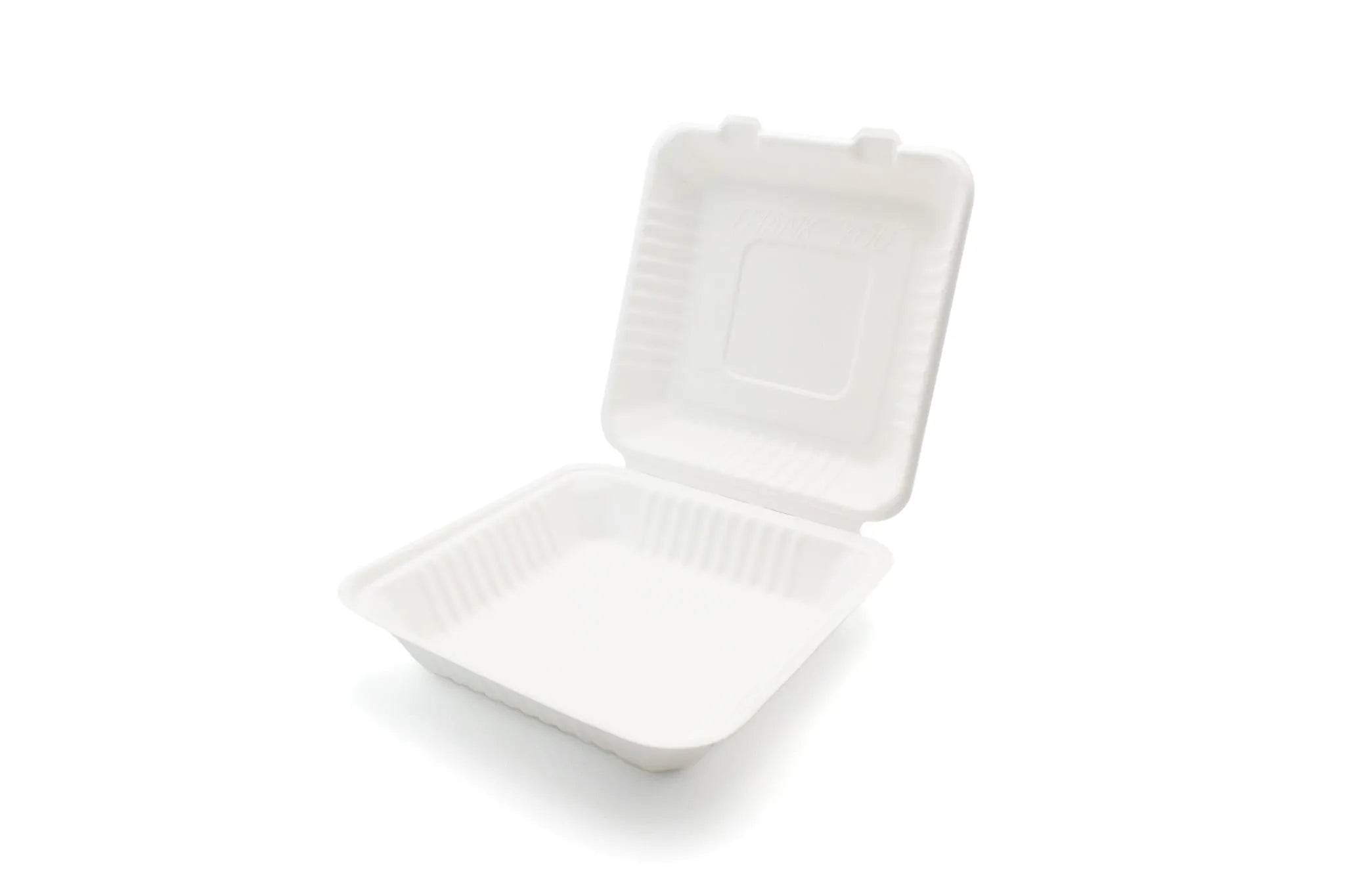 BAGASSE BURGER BOX - 9"X9" ONE COMPARTMENT WHITE