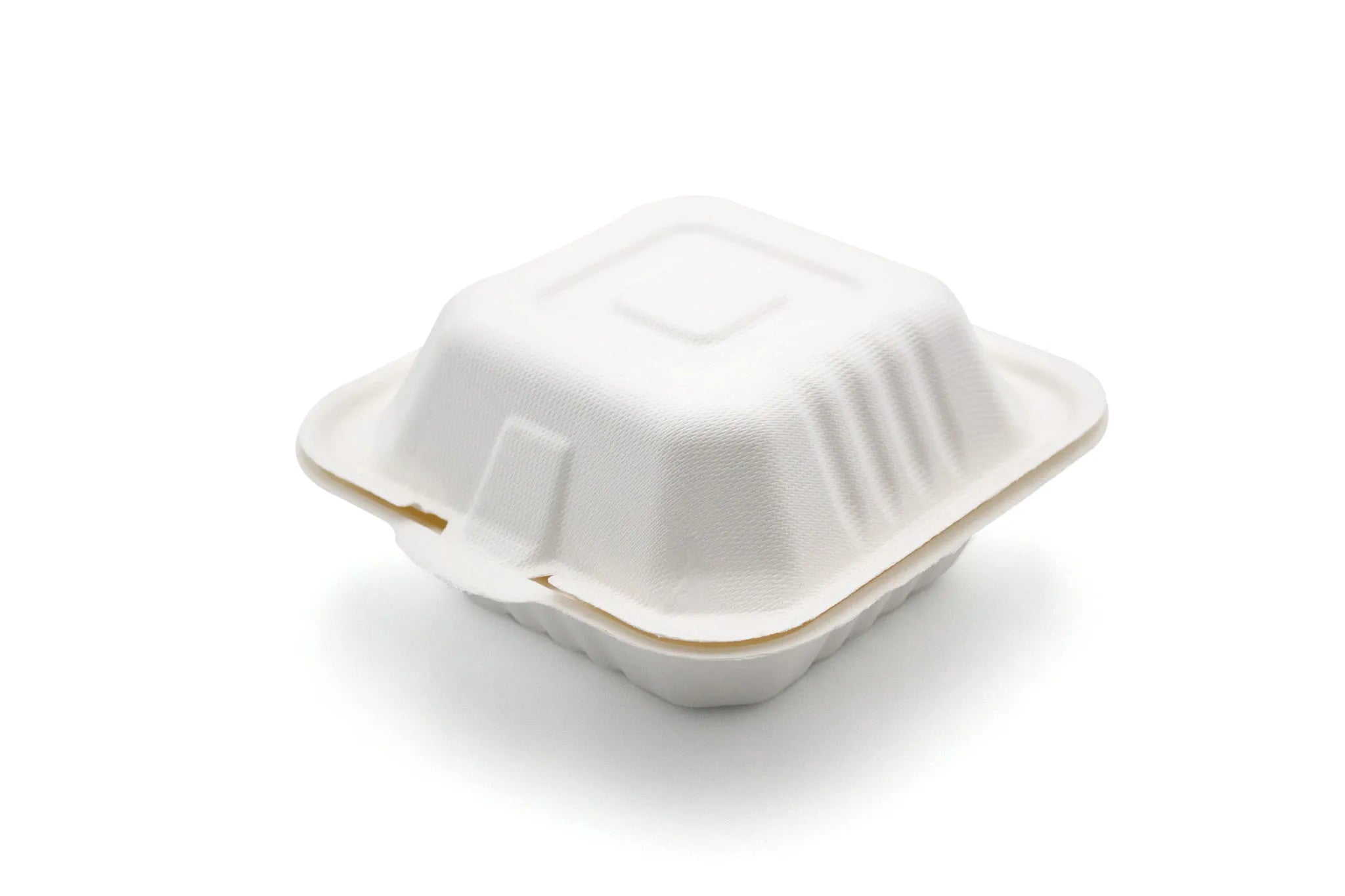 BAGASSE BURGER BOX - 6"X6" ONE COMPARTMENT WHITE