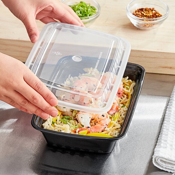 16 OZ BLACK INJECTION MOLD CONATINER (RECTANGLE)