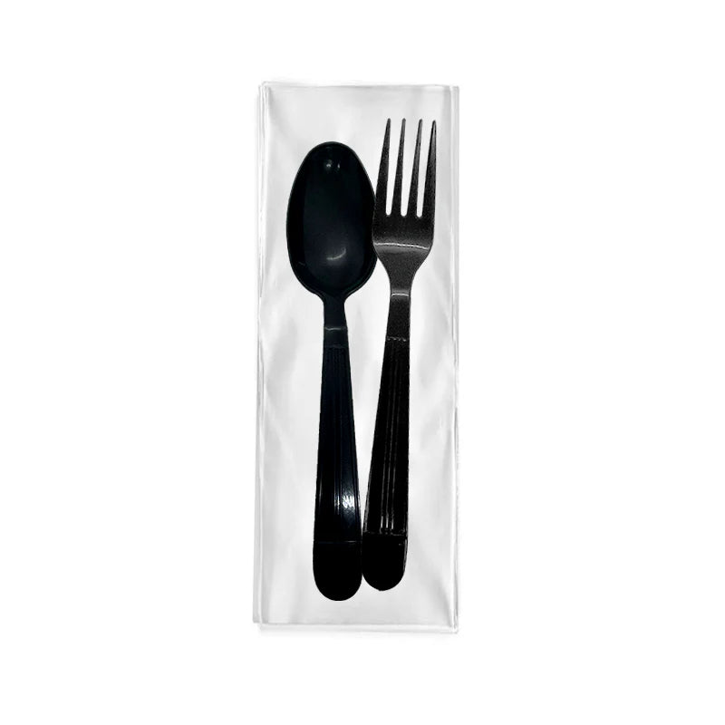 SPOON FORK NAPKIN - 7" PS BLACK