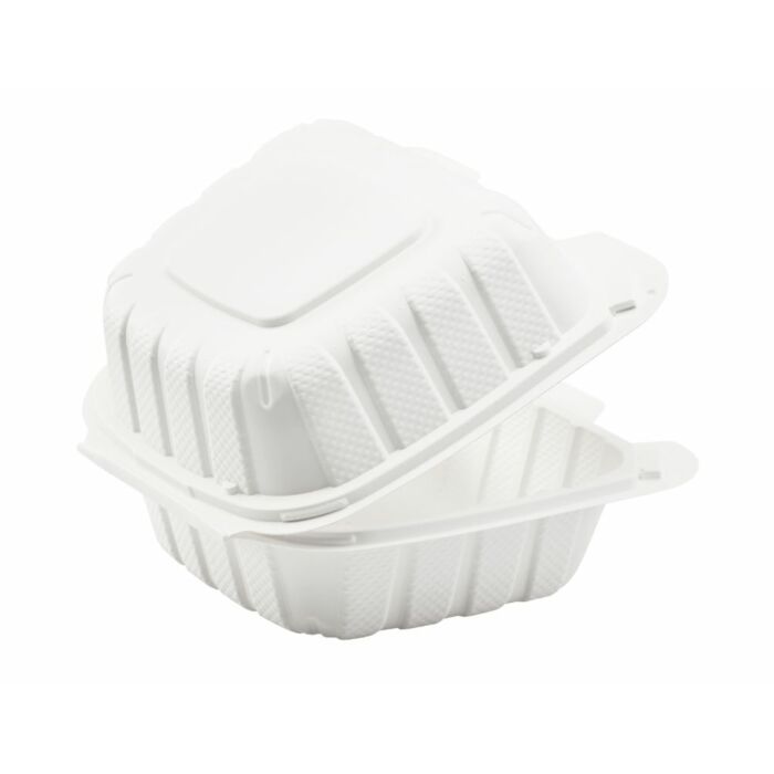 MINERAL FILLED HINGED BOX -  6"X6" ONE COMPARTMENT WHITE