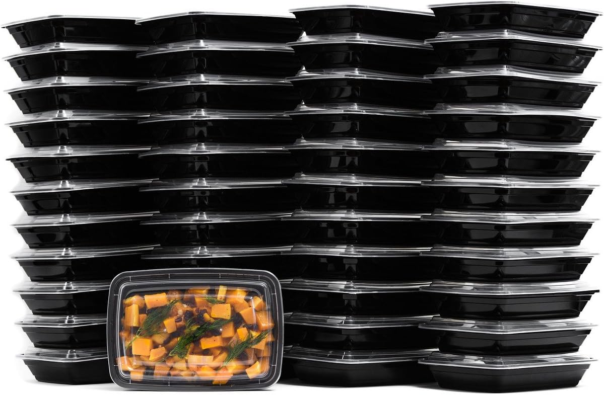 32 OZ BLACK INJECTION MOLD CONATINER (RECTANGLE)