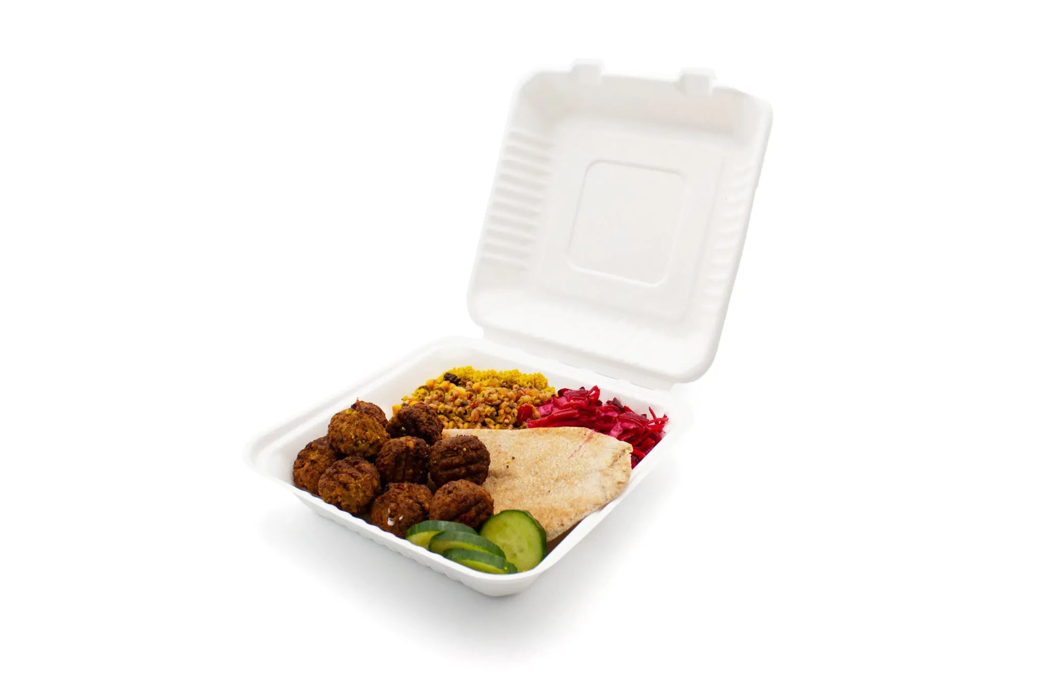 BAGASSE BURGER BOX - 9"X9" ONE COMPARTMENT WHITE