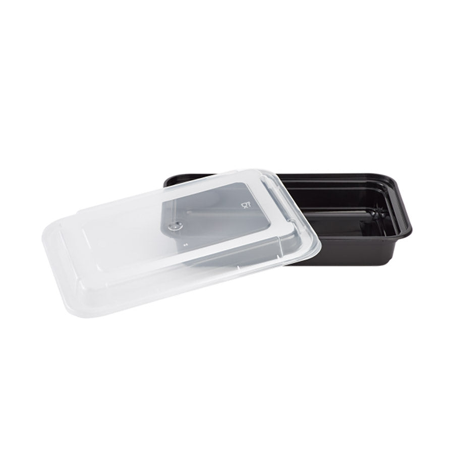 28 OZ BLACK INJECTION MOLD CONATINER (RECTANGLE)