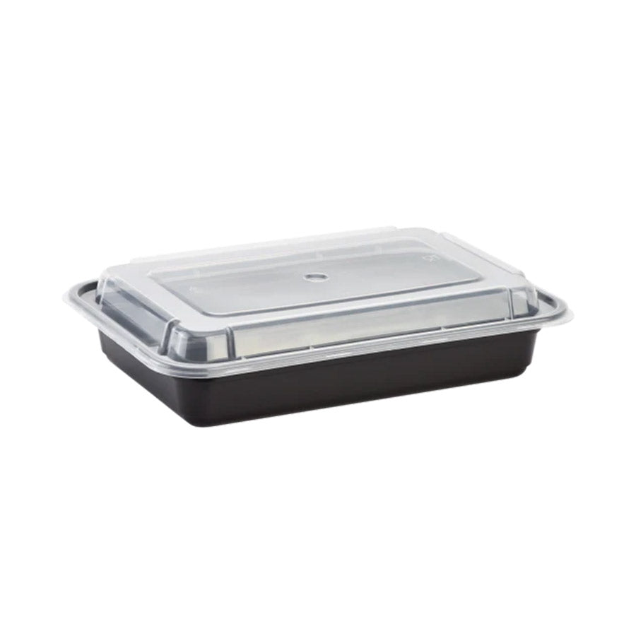 28 OZ BLACK INJECTION MOLD CONATINER (RECTANGLE)