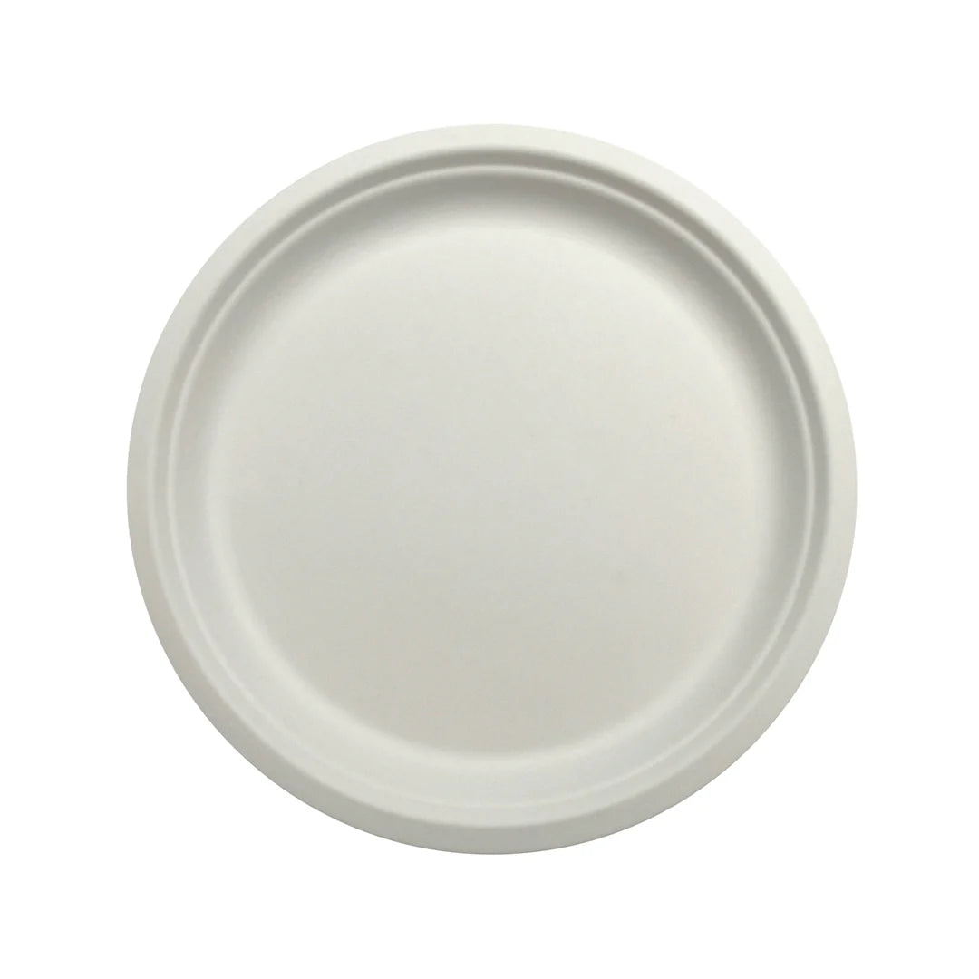 BAGASSE PLATE - 9" ROUND PLATE WHITE