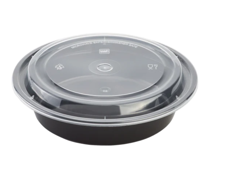 24 OZ BLACK INJECTION MOLD CONATINER (ROUND)