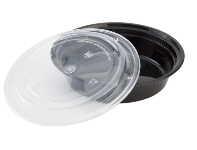 24 OZ BLACK INJECTION MOLD CONATINER (ROUND)
