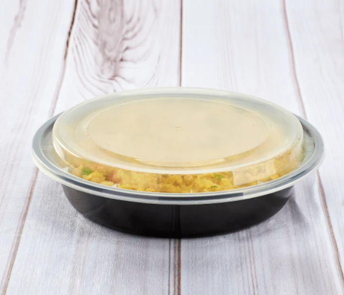 48 OZ BLACK INJECTION MOLD CONATINER (ROUND)