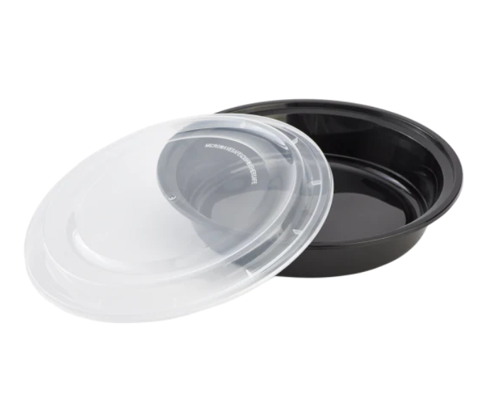 48 OZ BLACK INJECTION MOLD CONATINER (ROUND)