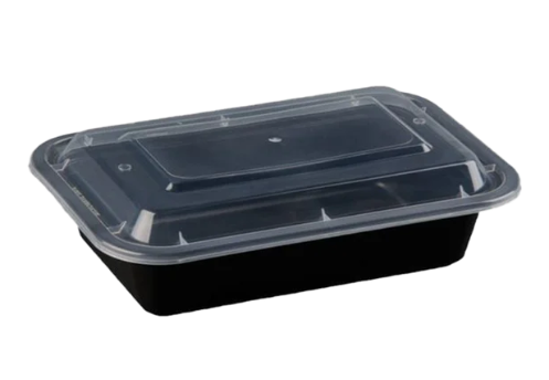24 OZ BLACK INJECTION MOLD CONATINER (RECTANGLE)