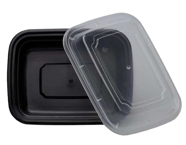 24 OZ BLACK INJECTION MOLD CONATINER (RECTANGLE)