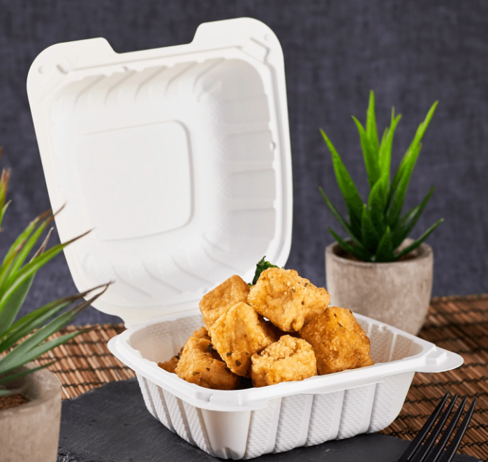 MINERAL FILLED HINGED BOX -  6"X6" ONE COMPARTMENT WHITE