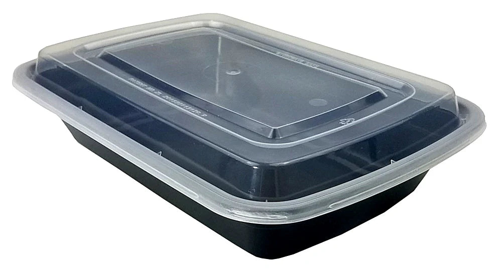 32 OZ BLACK INJECTION MOLD CONATINER (RECTANGLE)