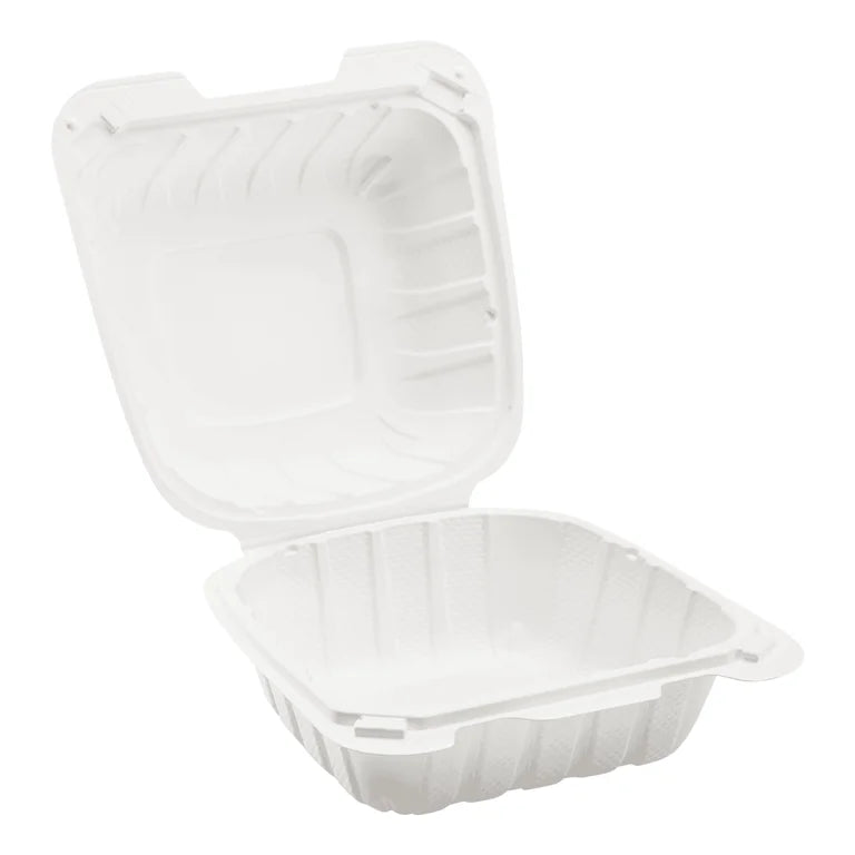MINERAL FILLED HINGED BOX -  6"X6" ONE COMPARTMENT WHITE