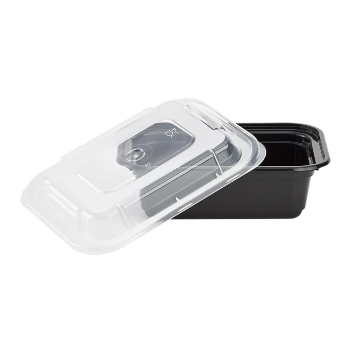 12 OZ BLACK INJECTION MOLD CONATINER (RECTANGLE)